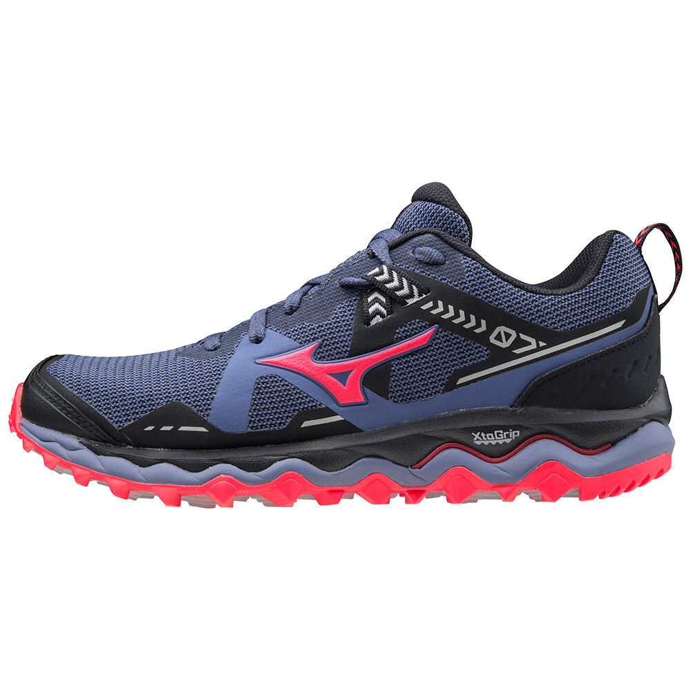 Mizuno Wave Mujin 7 - Bayan Trail Koşu Ayakkabısı - Mavi/Siyah/Pembe Türkiye (LBRNOG-792)